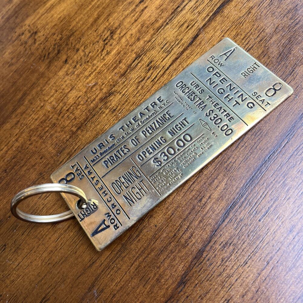 ‘81 Brass Ticket Key Ring Pirates Of Penzance Broadway Uris Theatre Opening Eve